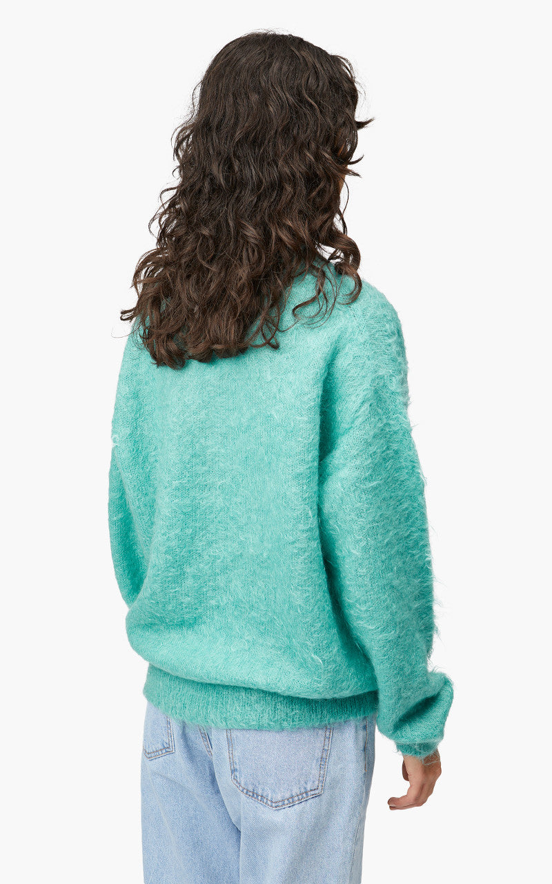 Auralee W Brushed Super Kid Mohair Knit P/O Blue