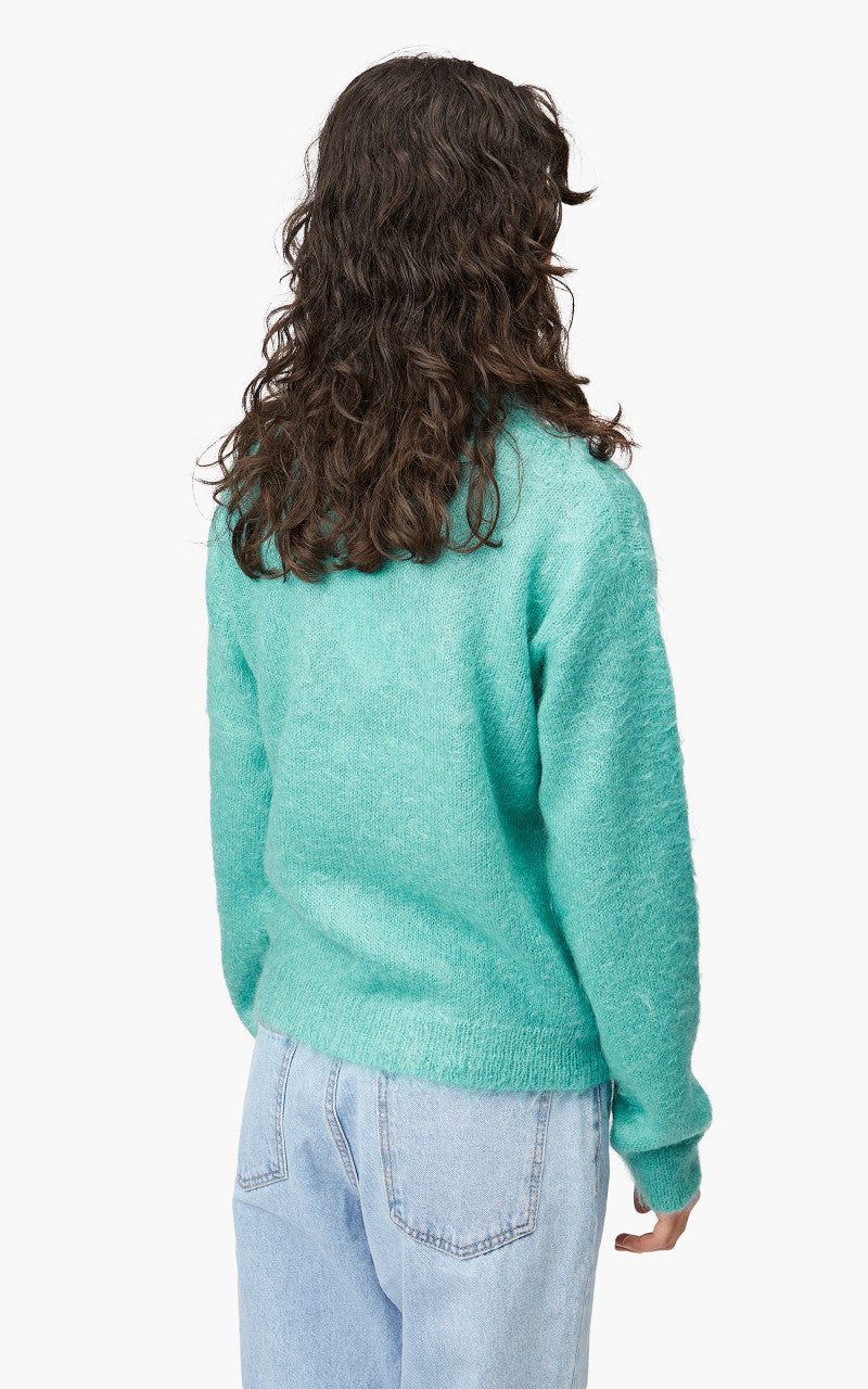 Auralee W Brushed Super Kid Mohair Knit Polo Blue