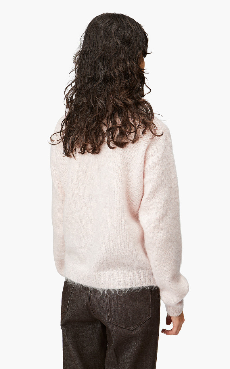 Auralee W Brushed Super Kid Mohair Knit Polo Light Pink