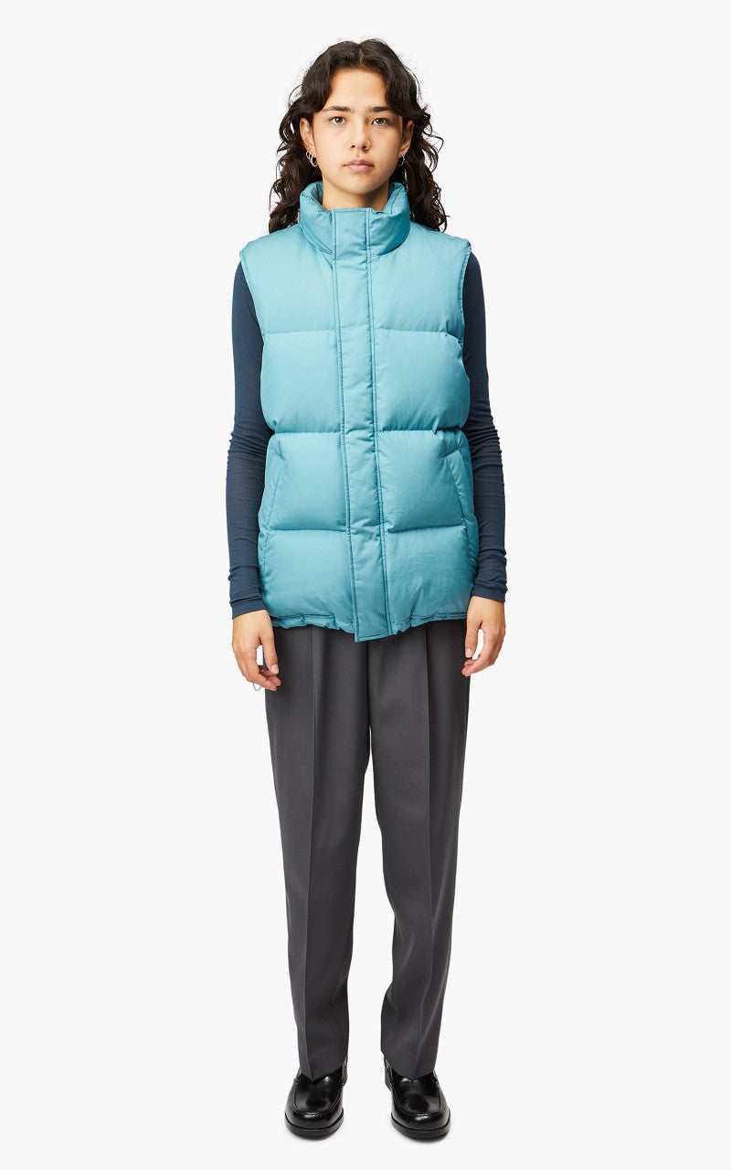 Auralee W Suvin High Count Cloth Down Vest Cerulean Blue