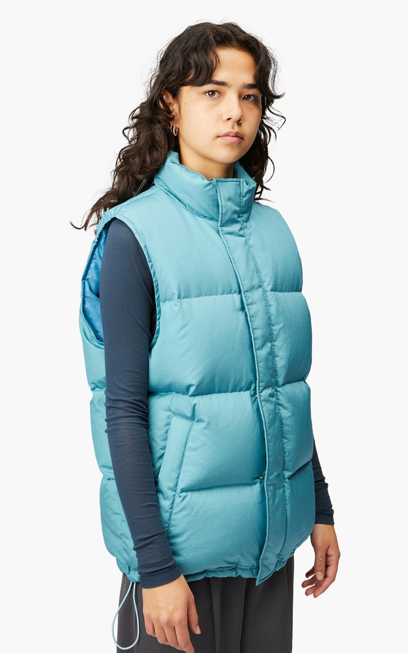 Auralee W Suvin High Count Cloth Down Vest Cerulean Blue