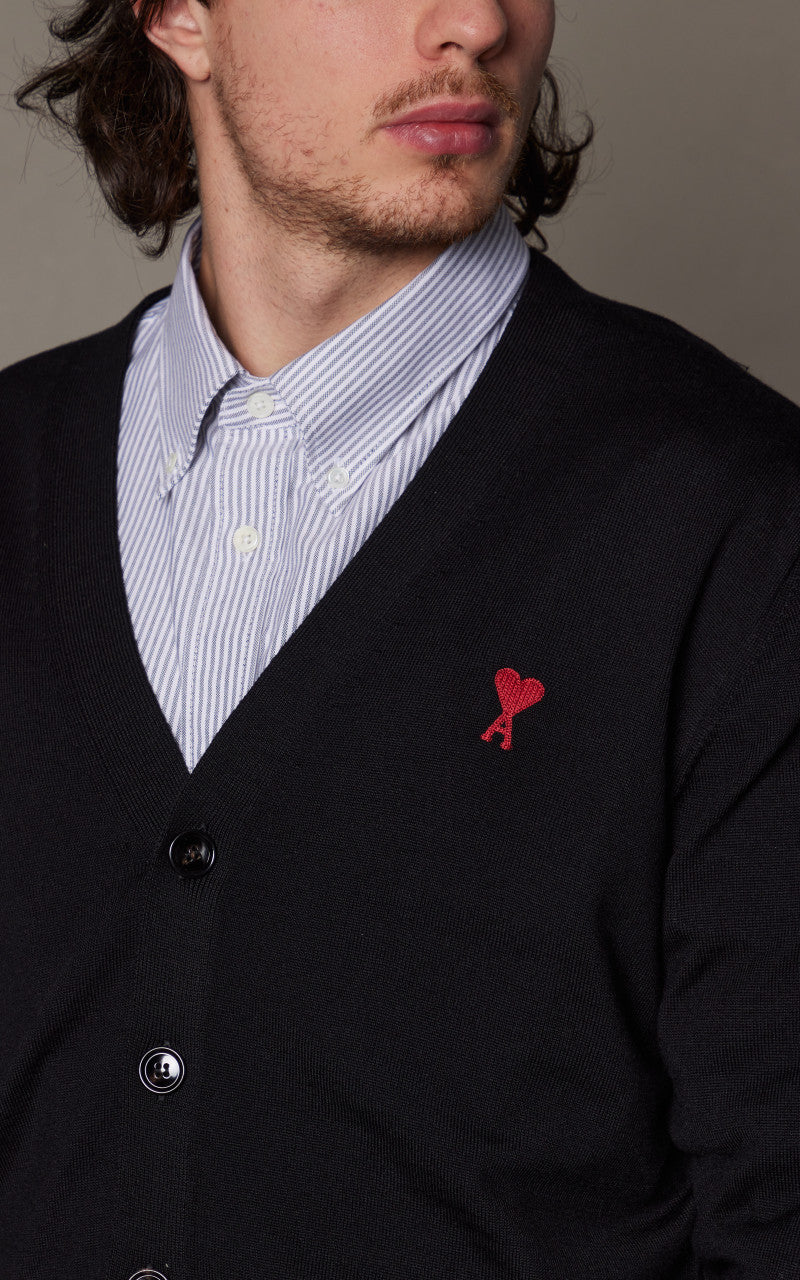 AMI Paris Ami De Coeur Cardigan Black