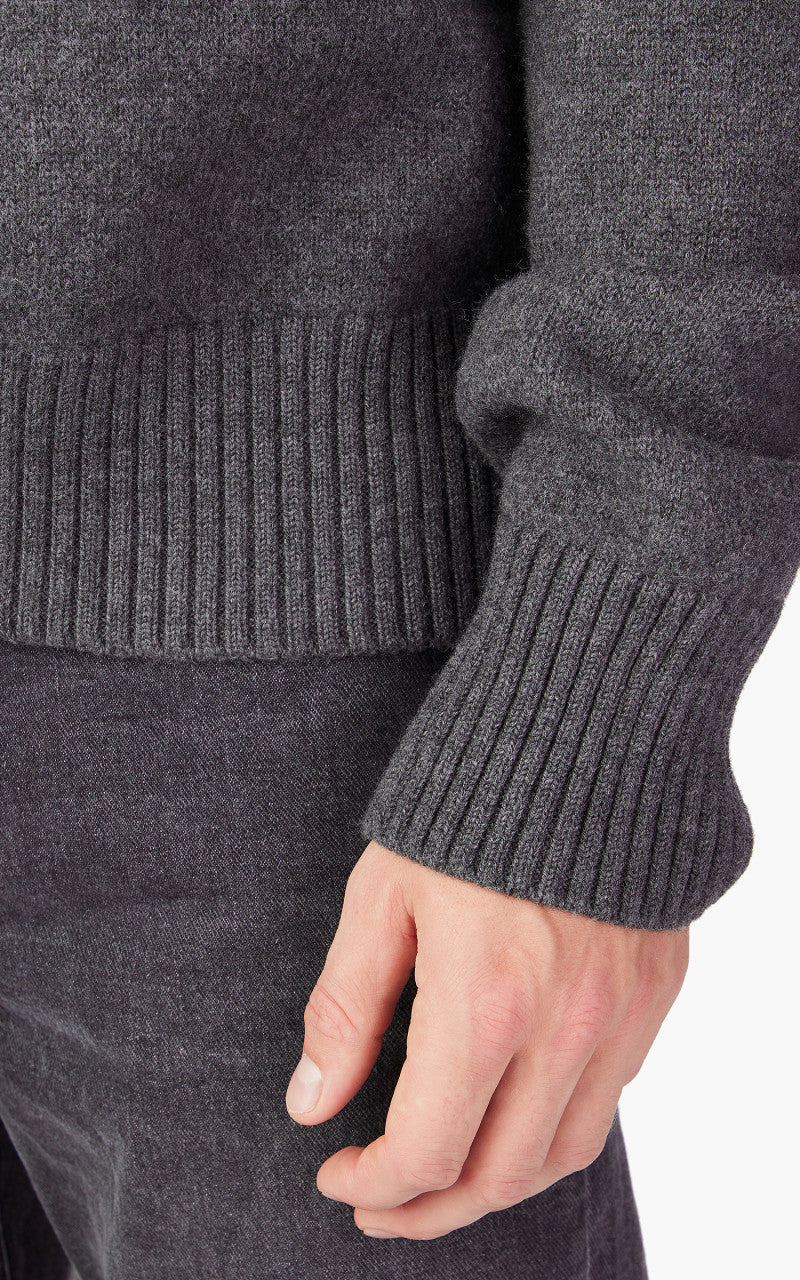 AMI Paris Red ADC Sweater Heather Grey/Red