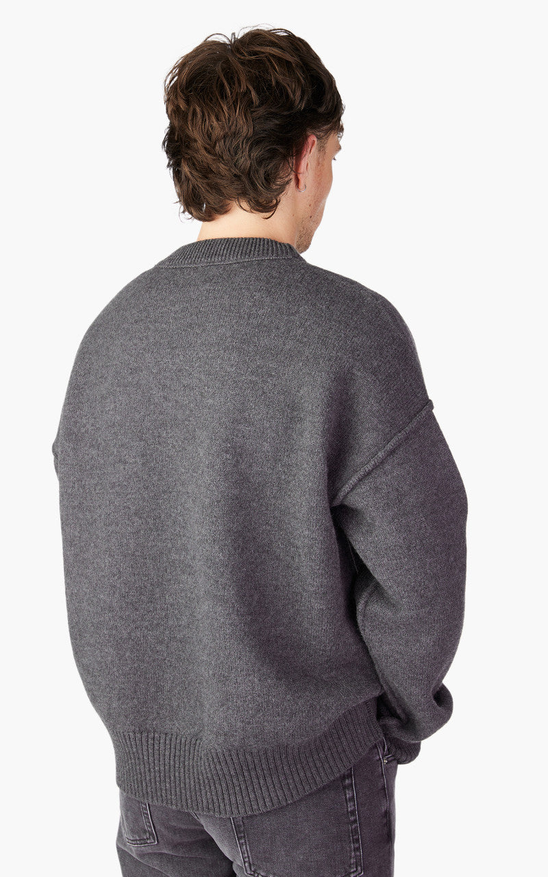 AMI Paris Red ADC Sweater Heather Grey/Red