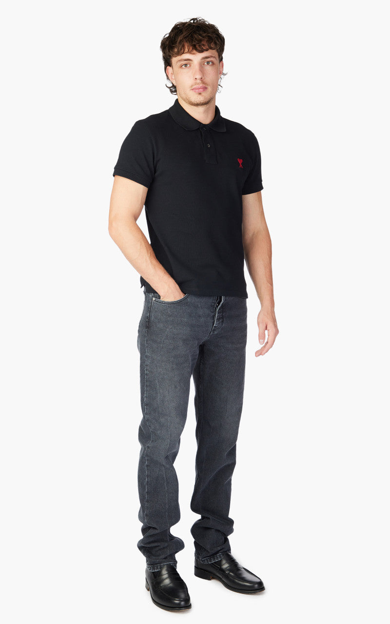 AMI Paris Ami De Coeur Polo Shirt Black