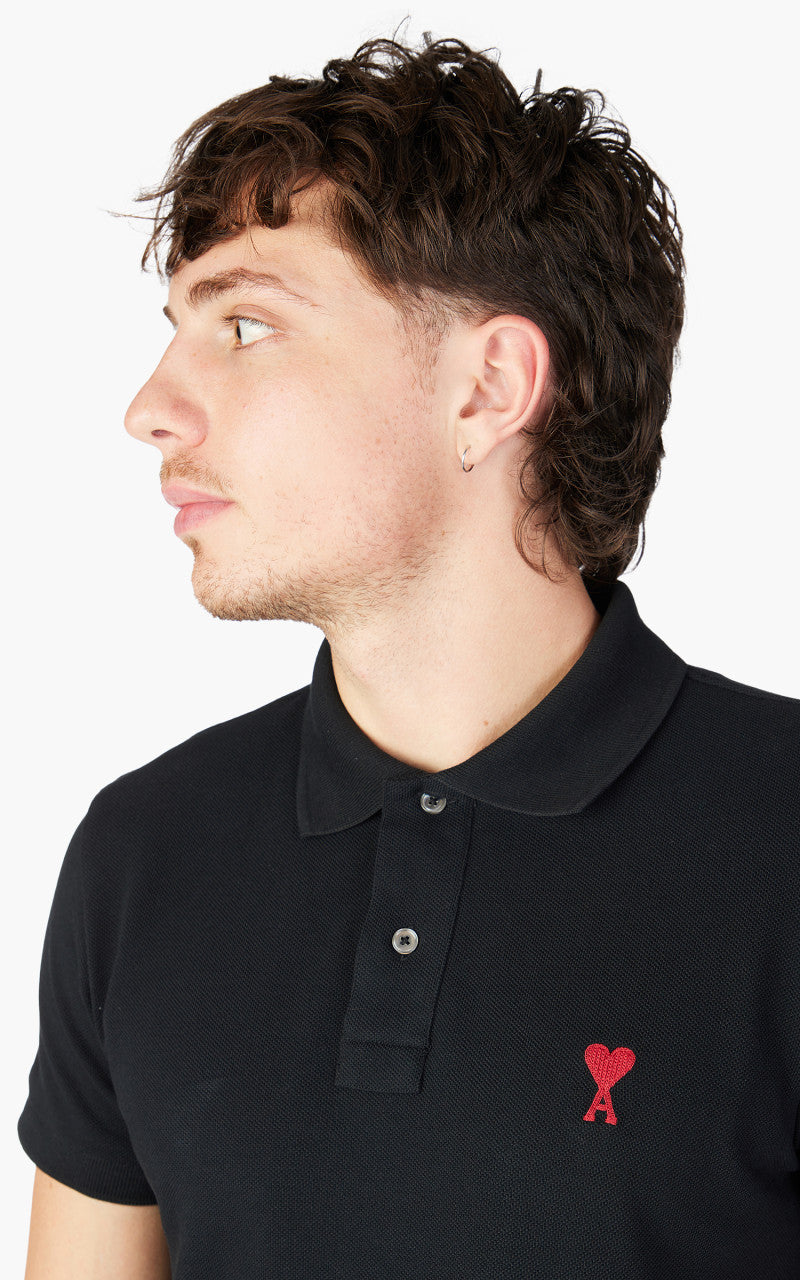 AMI Paris Ami De Coeur Polo Shirt Black