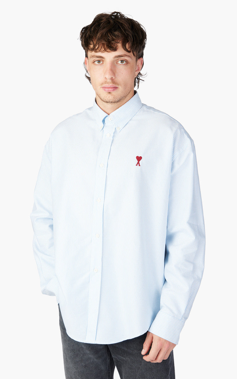 AMI Paris Ami De Coeur Boxy Fit Shirt Sky Blue/Natural White