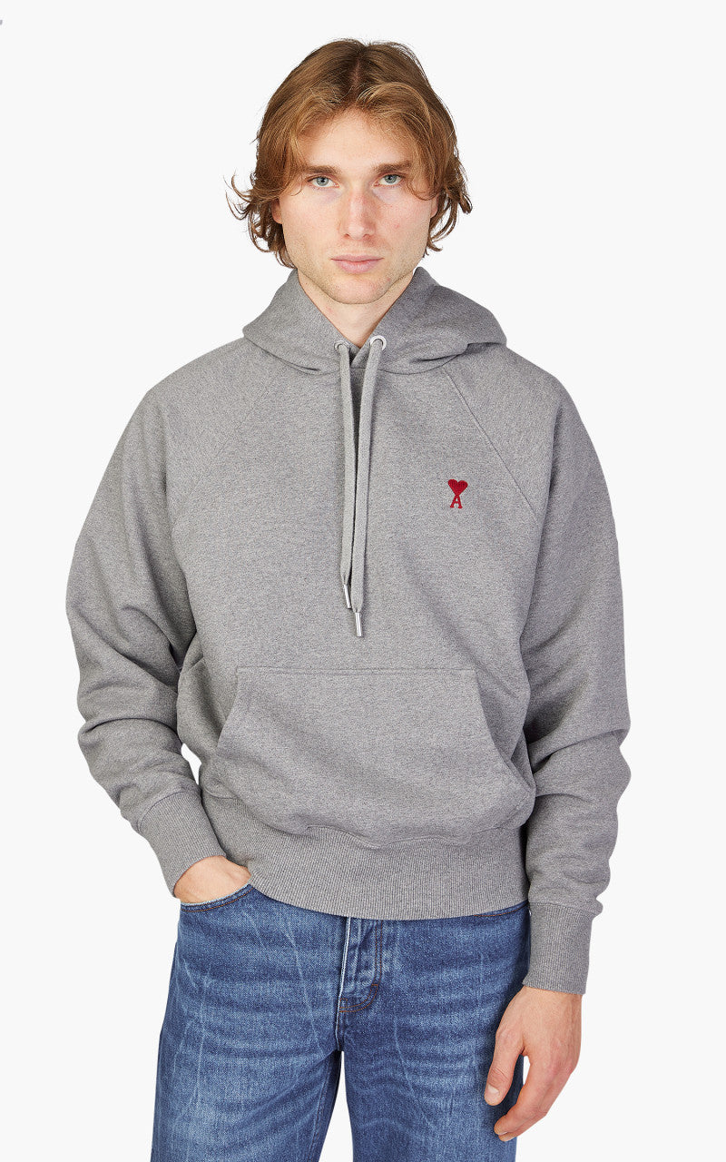 AMI Paris Ami De Coeur Hoodie Heather Grey