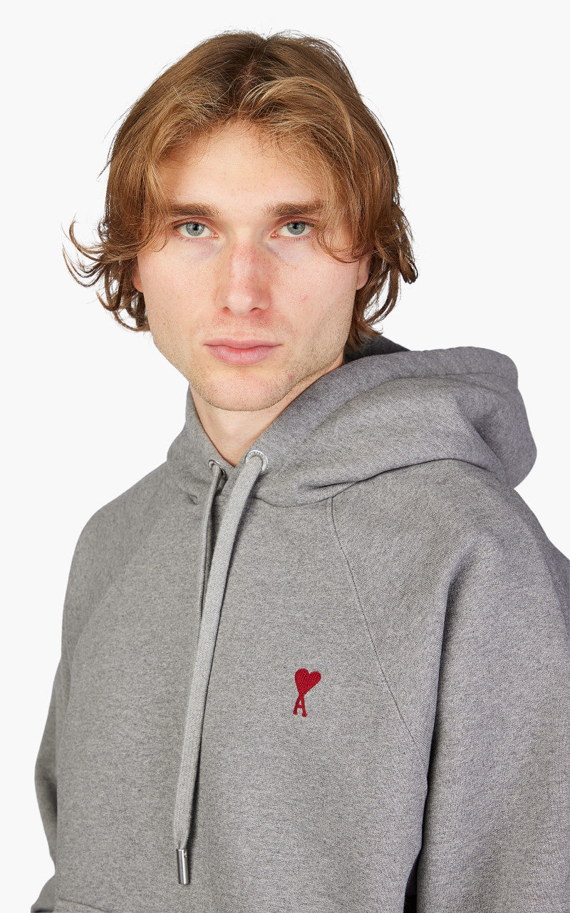 AMI Paris Ami De Coeur Hoodie Heather Grey
