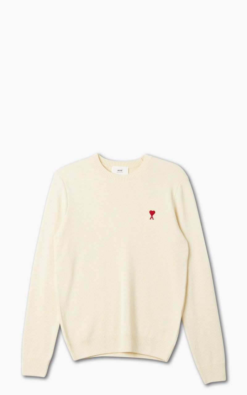AMI Paris Ami De Coeur Crewneck Sweater Merino Wool Vanilla