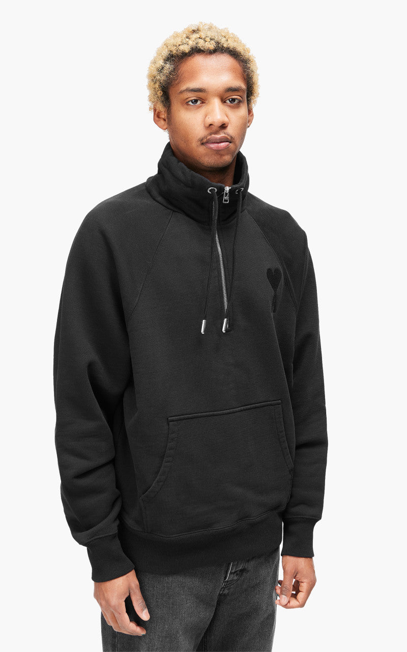 AMI Paris Tonal Big Ami De Coeur Zip Sweat Black