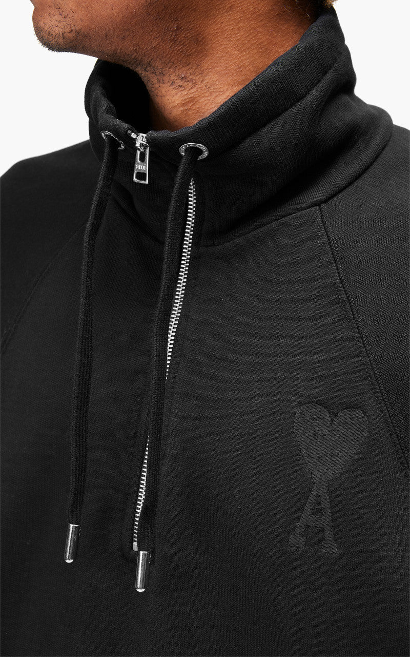 AMI Paris Tonal Big Ami De Coeur Zip Sweat Black
