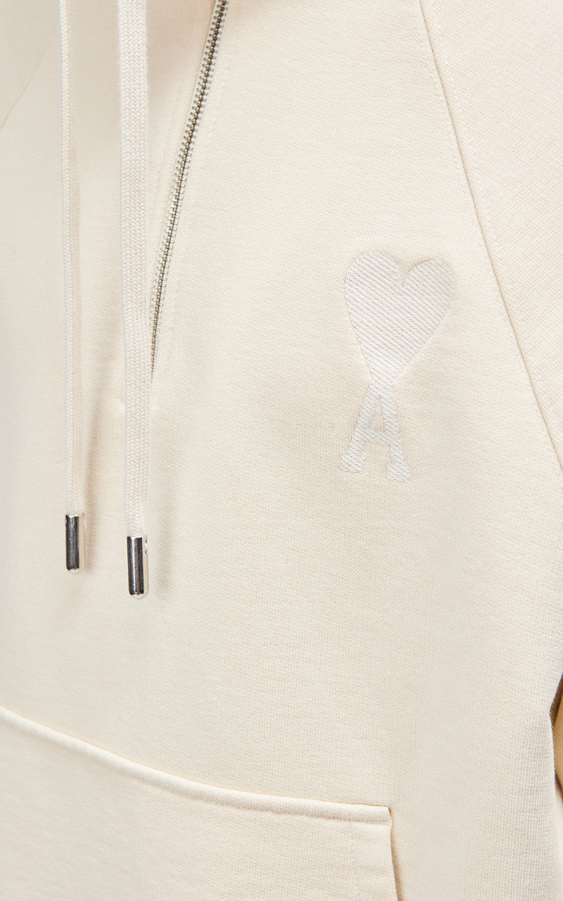 AMI Paris Tonal Big Ami De Coeur Zip Sweat Off-White