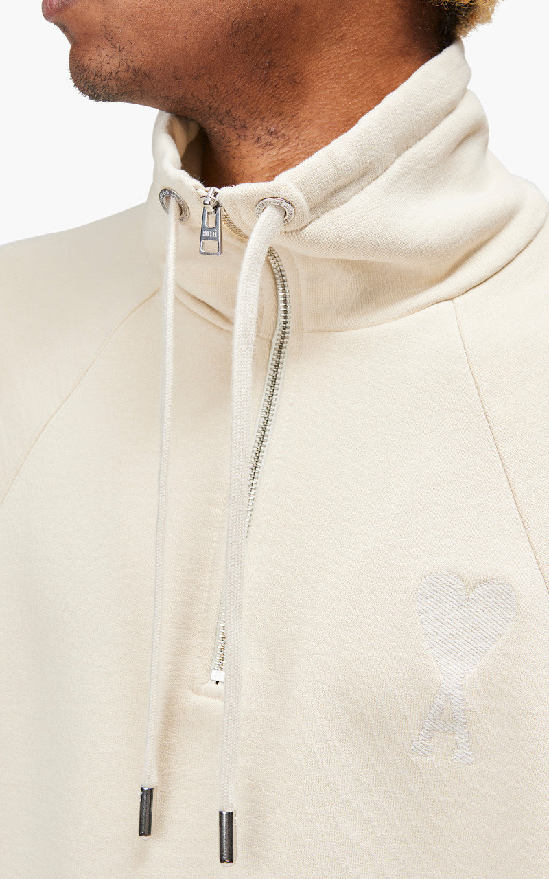 AMI Paris Tonal Big Ami De Coeur Zip Sweat Off-White