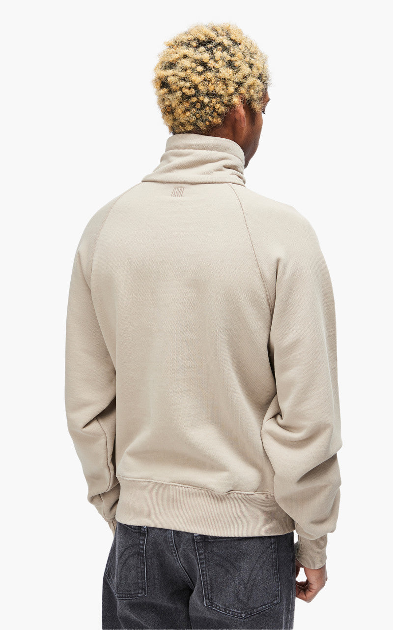 AMI Paris Tonal Big Ami De Coeur Zip Sweat Dark Beige