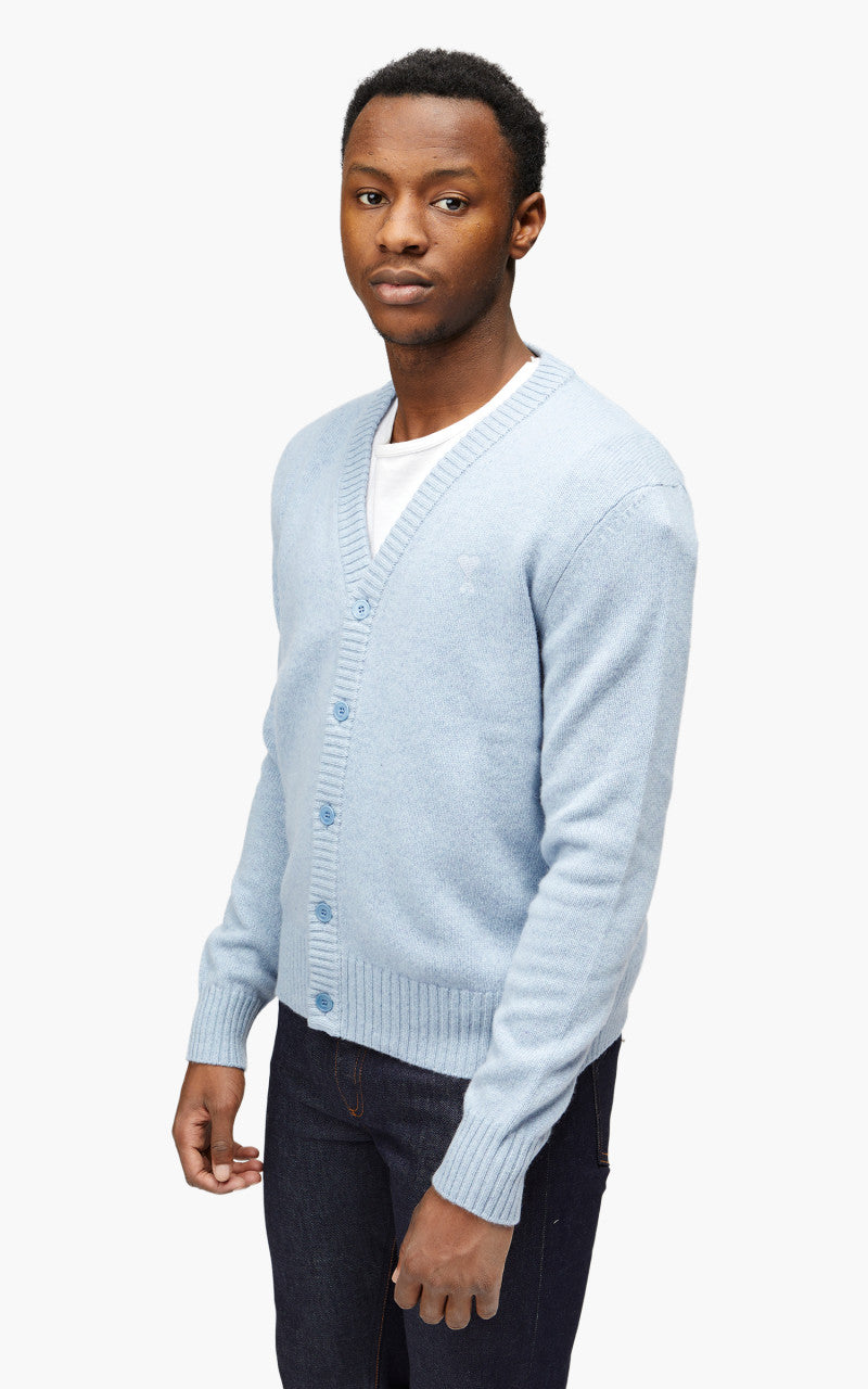 AMI Paris Tonal ADC Cardigan Pale Blue