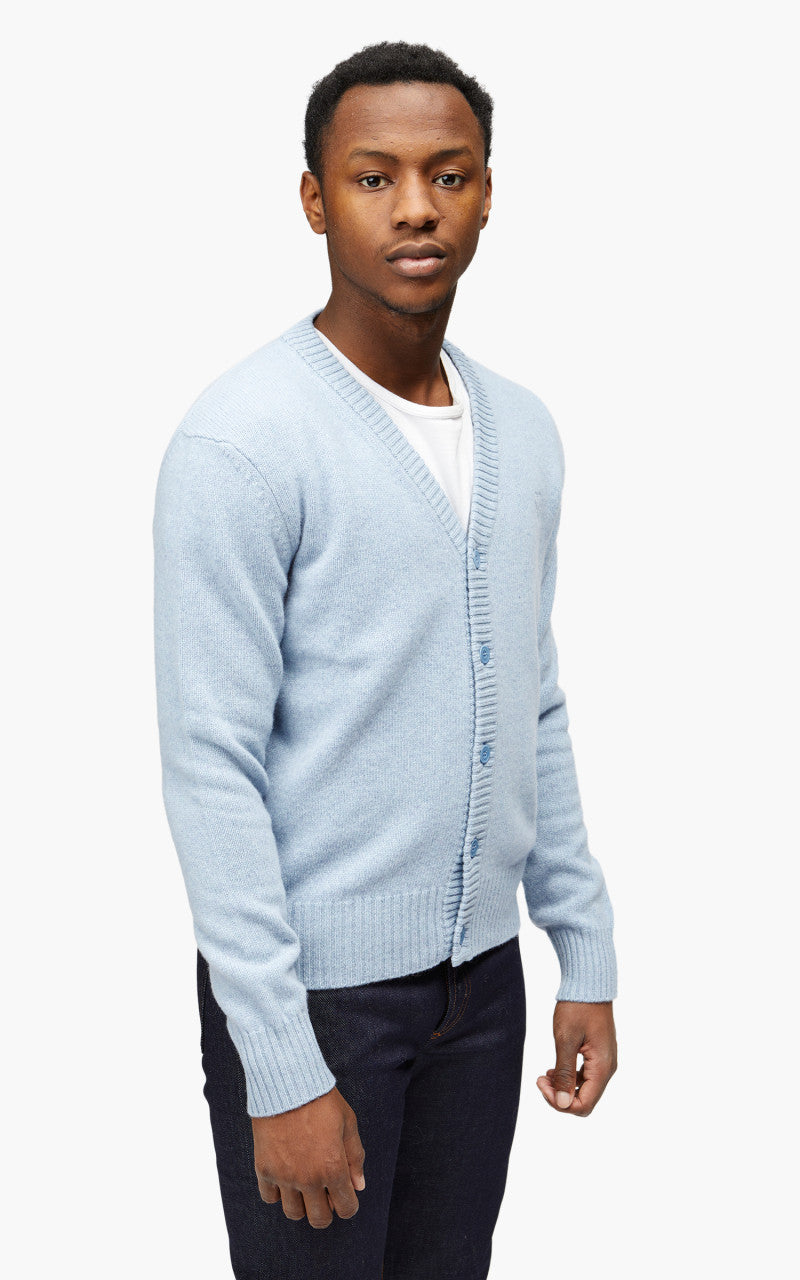 AMI Paris Tonal ADC Cardigan Pale Blue