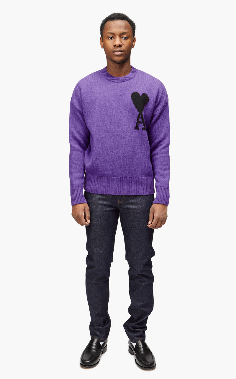 AMI Paris ADC Crewneck Sweater Cotton Purple/Black