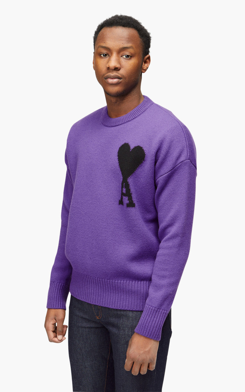 AMI Paris ADC Crewneck Sweater Cotton Purple/Black