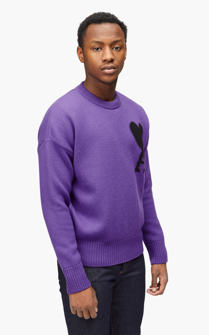AMI Paris ADC Crewneck Sweater Cotton Purple/Black