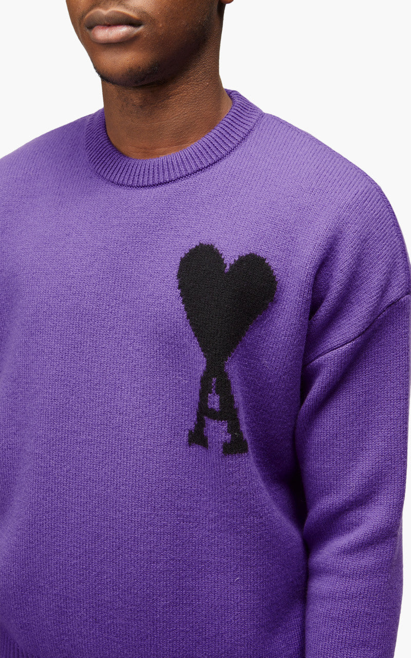 AMI Paris ADC Crewneck Sweater Cotton Purple/Black