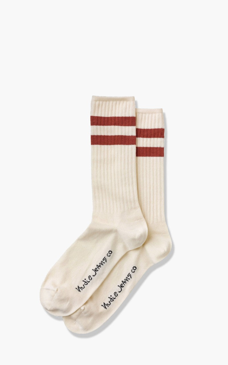 Nudie Jeans Amundsson Sport Socks Off White/Red