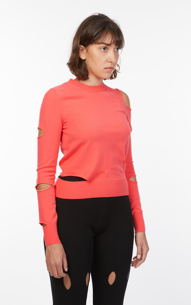 TheOpen Product Asymmetric Cut-Out Sweater Pink