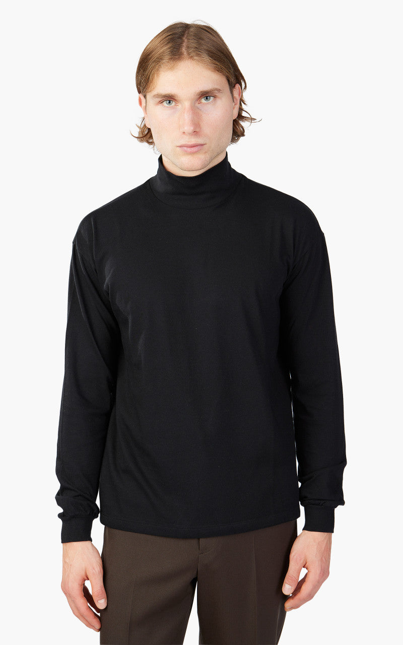 Auralee Seamless Hi Neck L/S Tee Black