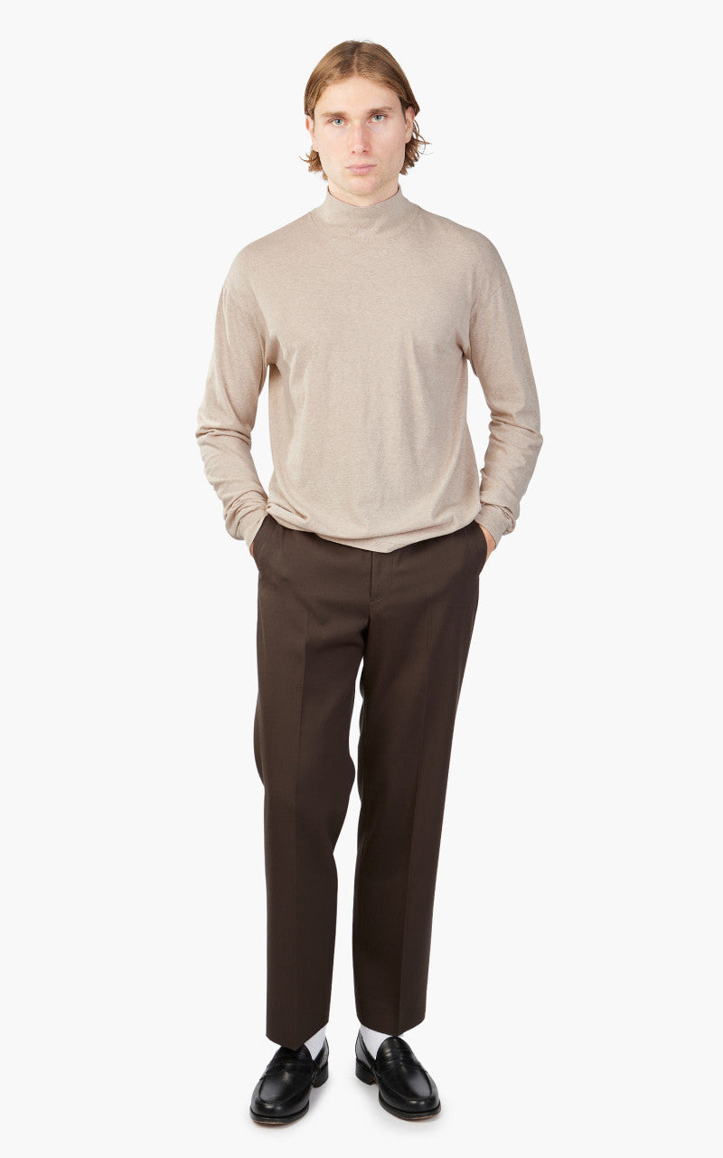 Auralee Seamless Hi Neck L/S Tee Top Brown