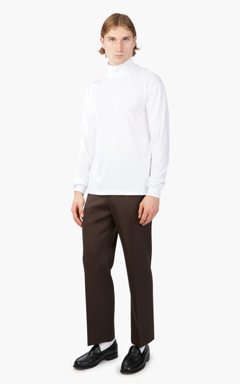 Auralee Seamless Hi Neck L/S Tee White