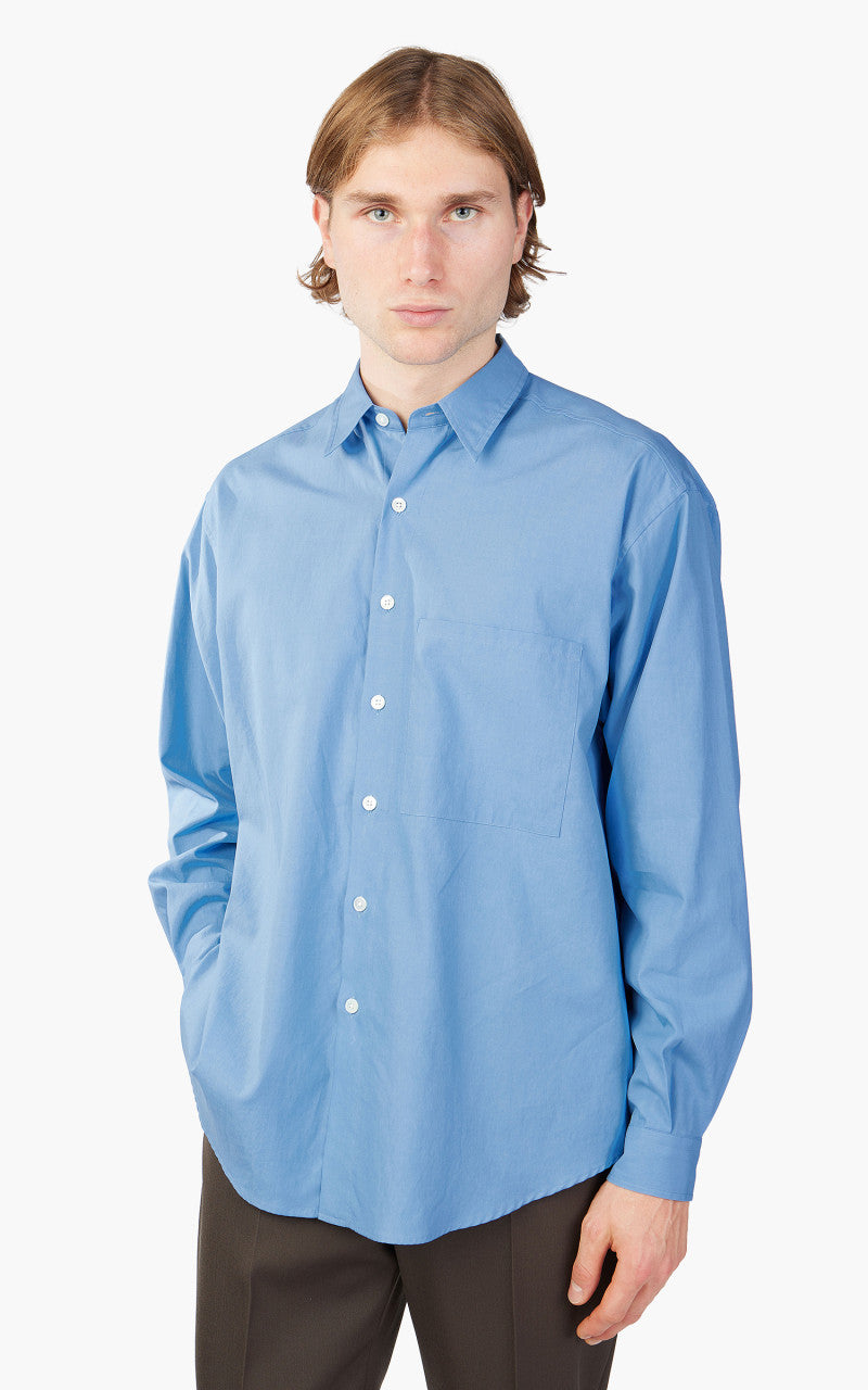Auralee Washed Finx Twill Big Shirt Blue