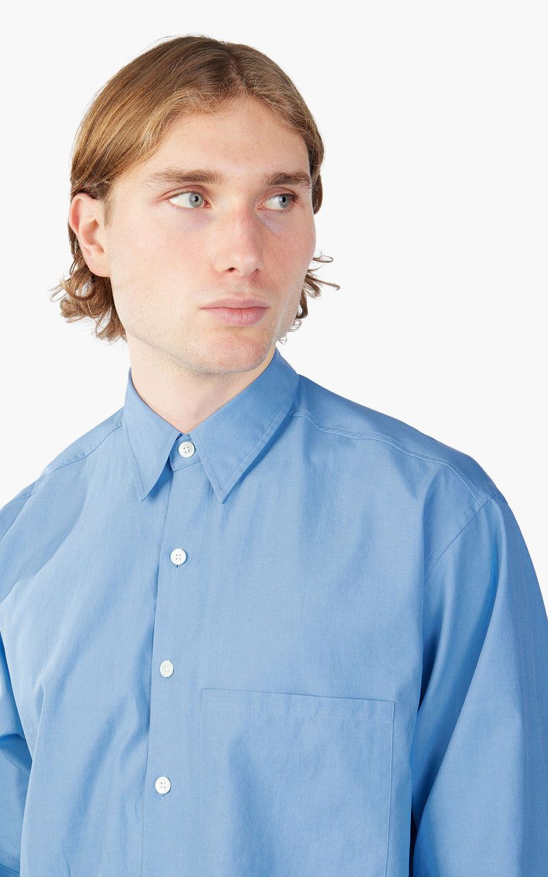 Auralee Washed Finx Twill Big Shirt Blue