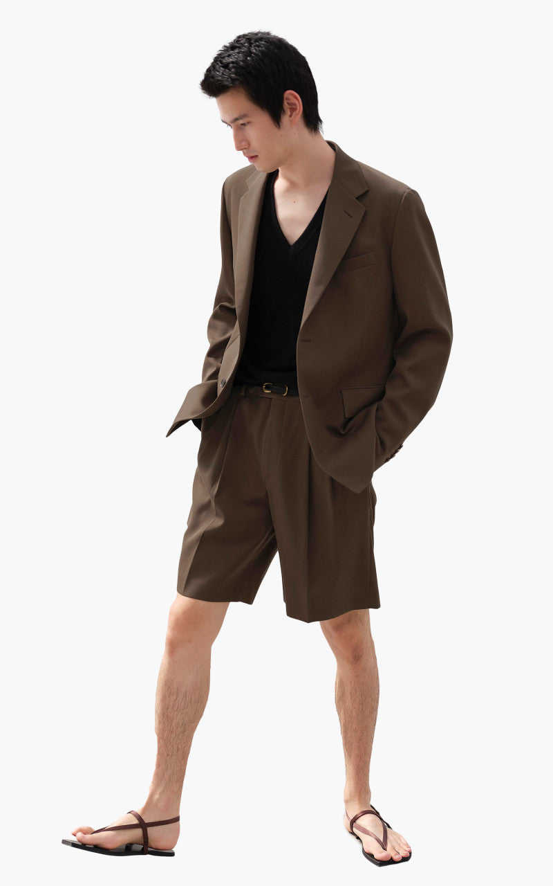 Auralee Light Wool Max Gabardine Shorts Dark Brown