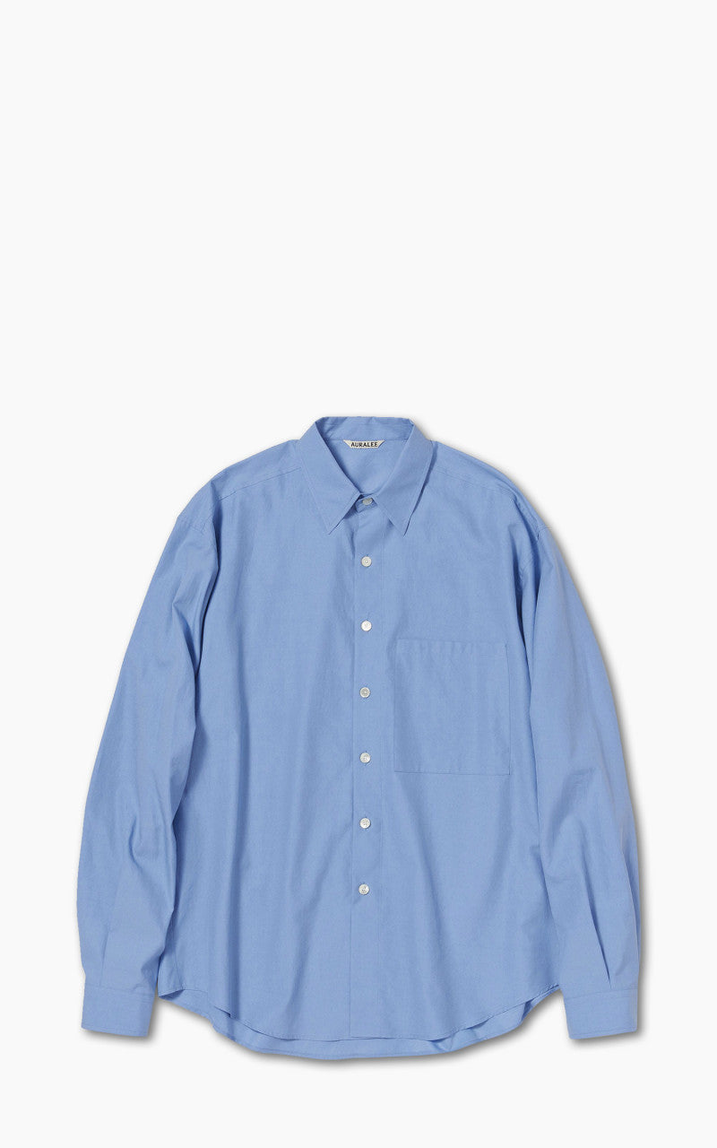 p*n様 WASHED FINX TWILL SHIRT AURALEE: Blue Washed Finx Twill Shirt | SSENSE