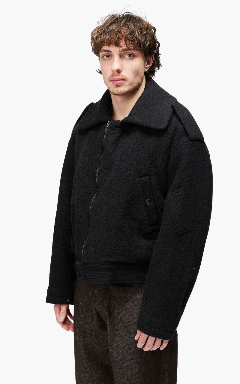 Auralee Brushed Baby Camel Melton Blouson Black