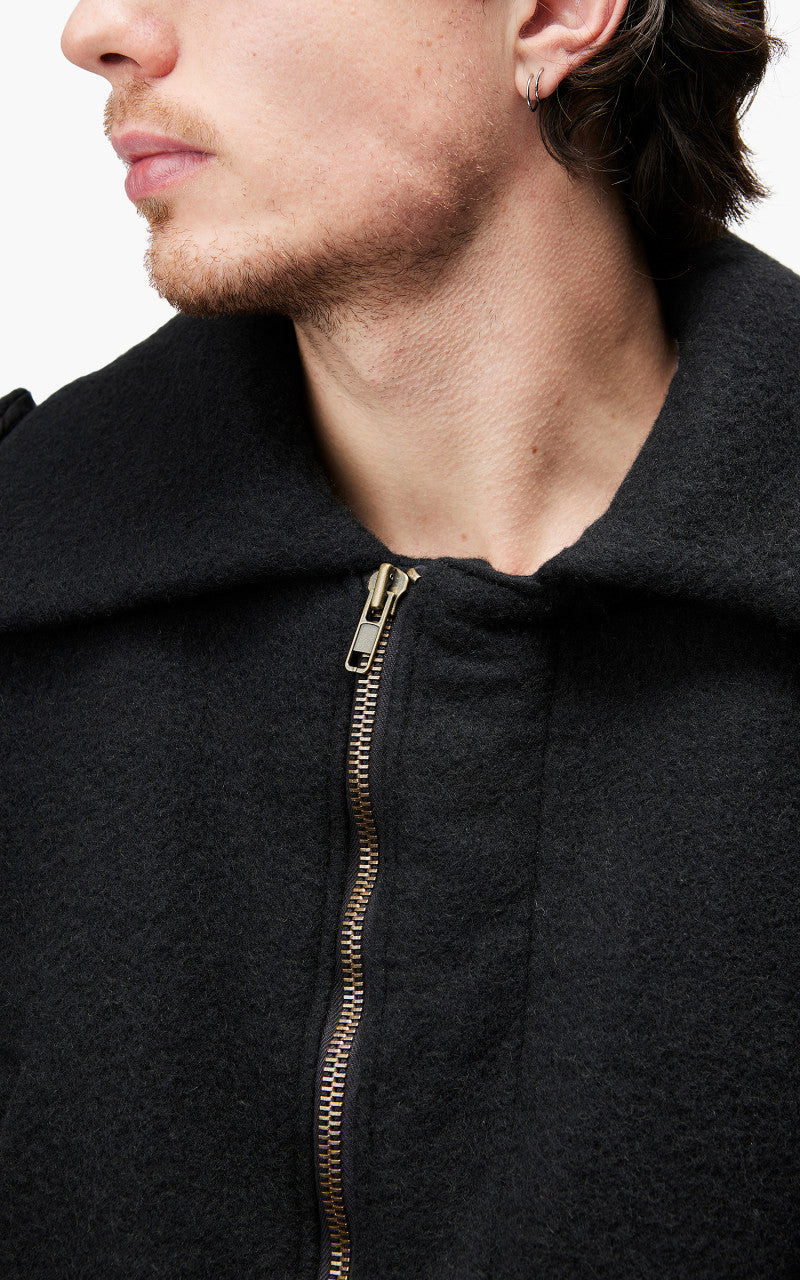 Auralee Brushed Baby Camel Melton Blouson Black