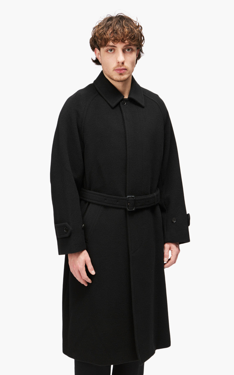 Auralee Cashmere Wool Mosser Soutien Collar Coat Black