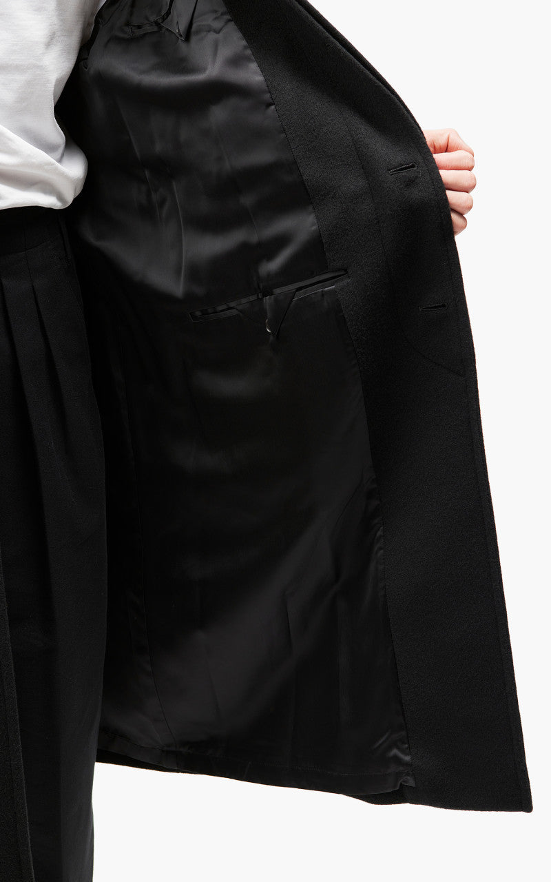 Auralee Cashmere Wool Mosser Soutien Collar Coat Black