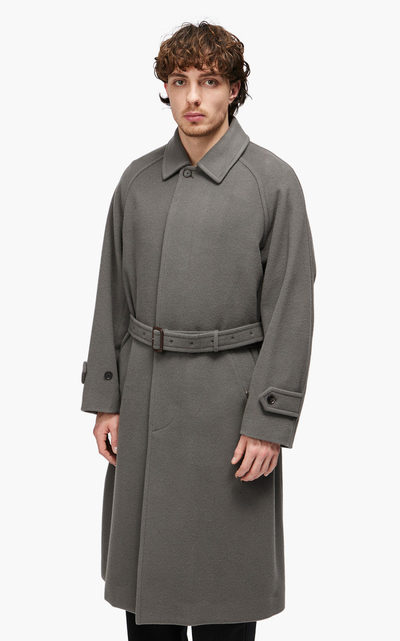 Auralee Cashmere Wool Mosser Soutien Collar Coat Grey