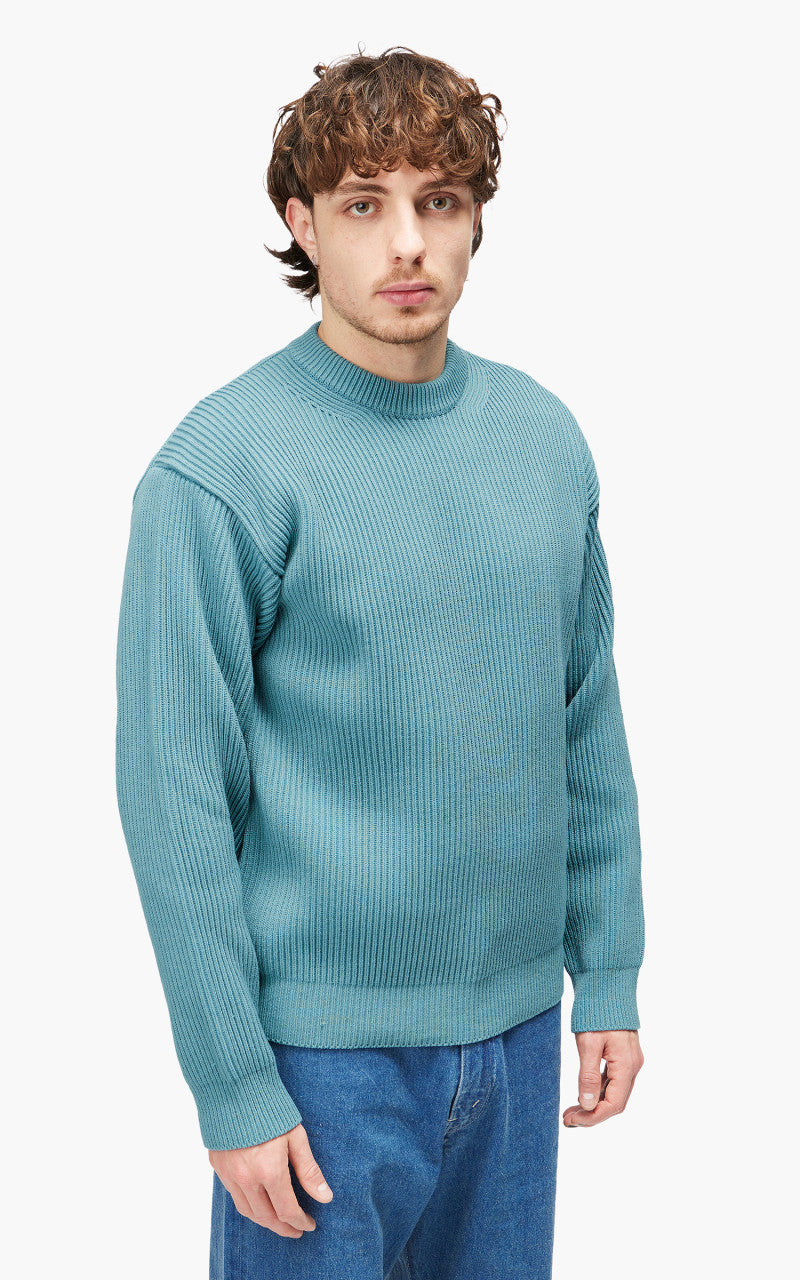 Auralee Super Fine Wool Rib Knit Big P/O Blue