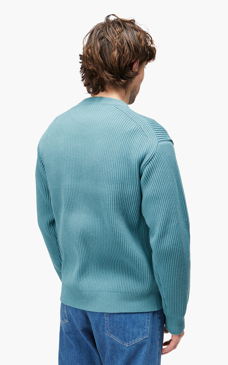 Auralee Super Fine Wool Rib Knit Big P/O Blue