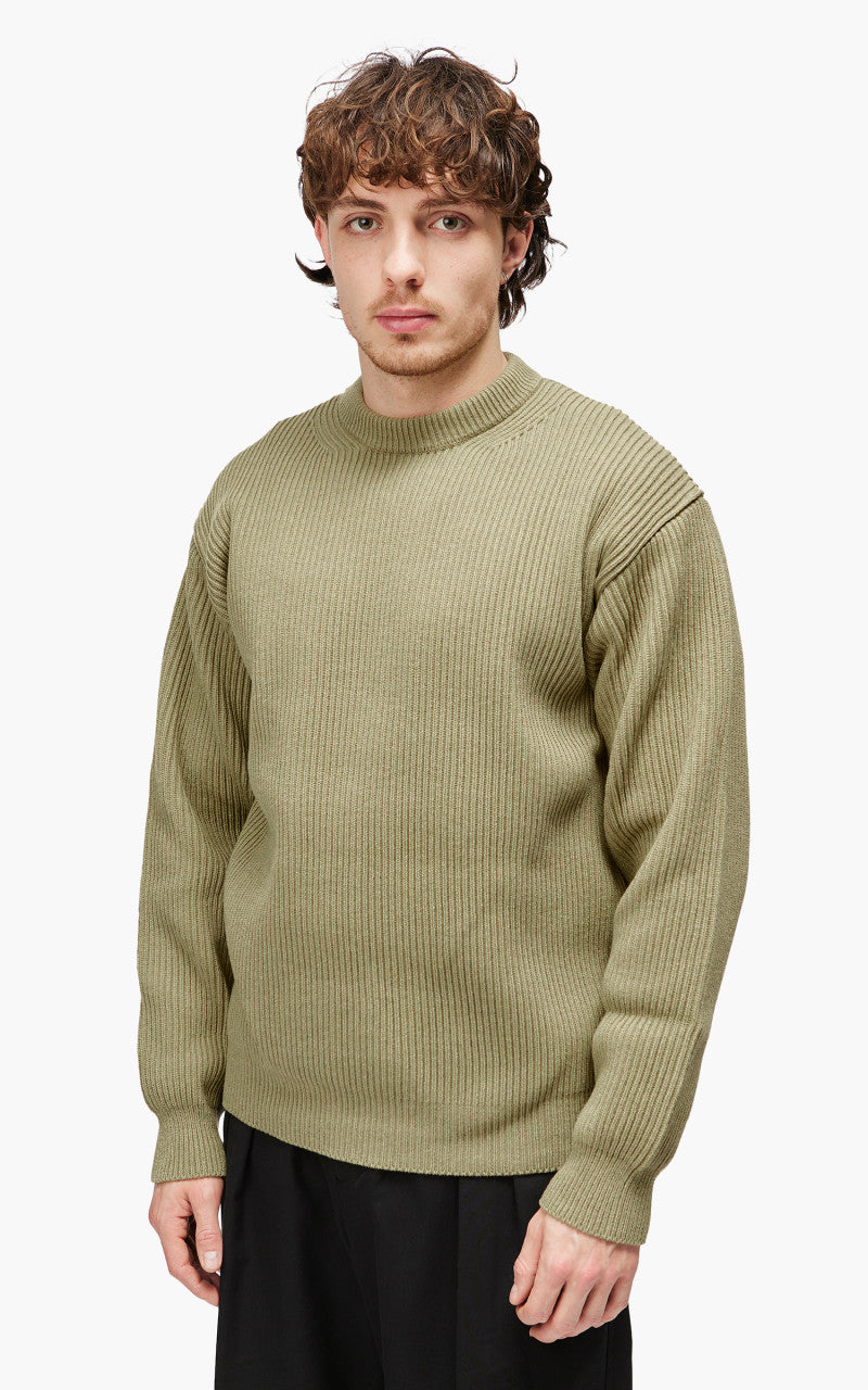 Auralee Super Fine Wool Rib Knit Big P/O Top Yellow