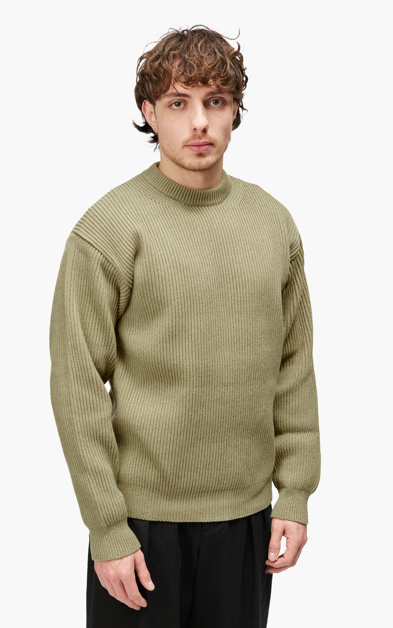 Auralee Super Fine Wool Rib Knit Big P/O Top Yellow