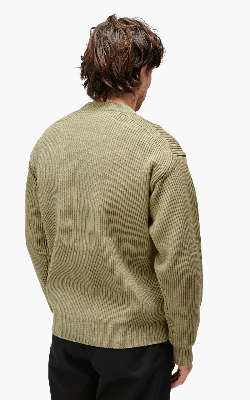 Auralee Super Fine Wool Rib Knit Big P/O Top Yellow