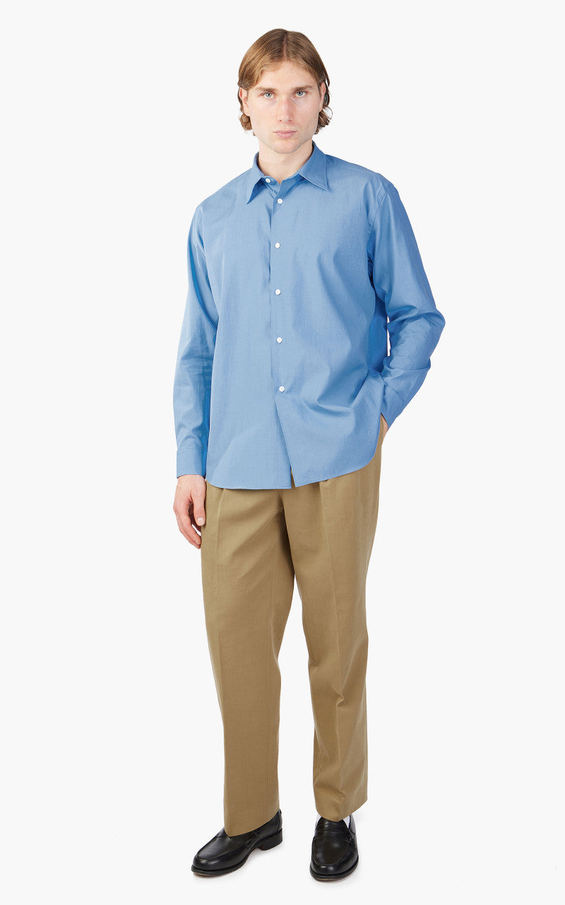 Auralee Washed Finx Twill Shirt Blue