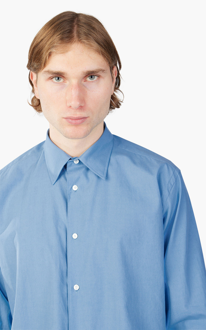 Auralee Washed Finx Twill Shirt Blue