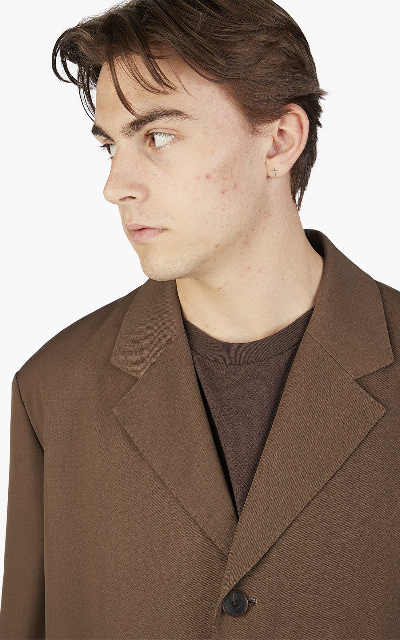 Auralee Light Wool Max Gabardine Coat Dark Brown