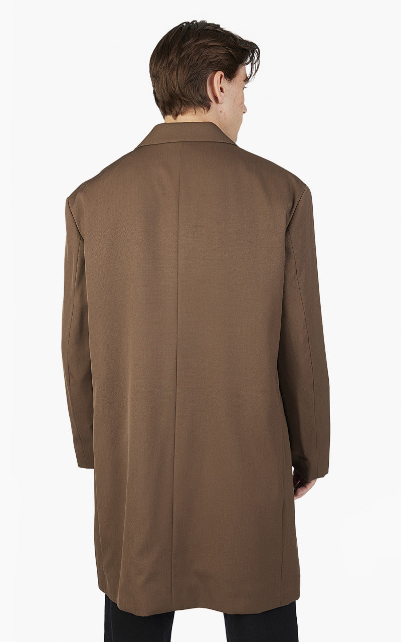 Auralee Light Wool Max Gabardine Coat Dark Brown