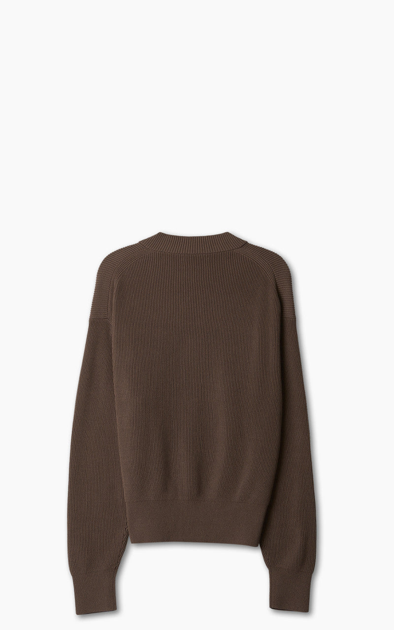 Auralee Super Hard Twist Rib Knit Cardigan Brown
