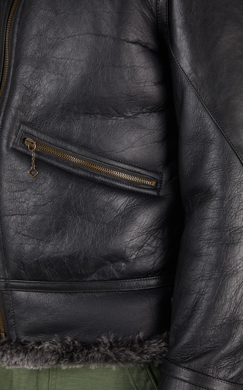 Shangri-La Heritage Aviatore B-3 Shearling Leather Jacket Black